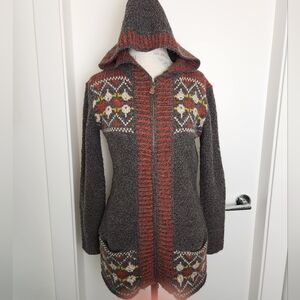 Vintage Fair Isle Hooded Cardigan